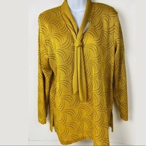 Vintage Groovy Blouse Tunic Disco Tie Collar